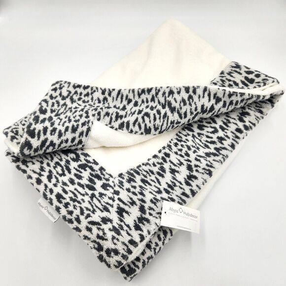ABYSS White Leopard Print Staple Cotton Luxury Portozimbia Large Beach Towel - Picture 5 of 6